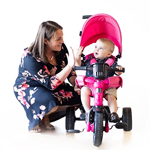 Joovy Tricycoo 4.1 Kid's Tricycle, Push Tricycle, Toddler Trike, 4 Stages, Pink by Joovy - Baby