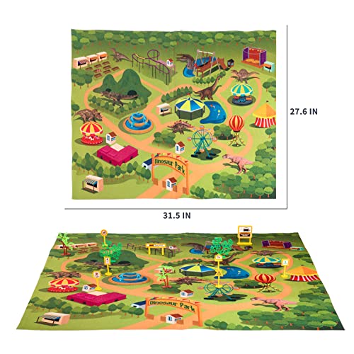 39 in 1 Dinosaur Toys for Kids 3-5, Toddler Toys Transport Vehicle Carrier Truck with Lights, Music and Sounds, Dino Car Set w/ Dinosaur Eggs & Activity Play Mat, Gift for Boys Age 4 6 7 8 9 Year Old from TEMI