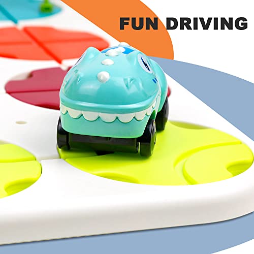 BOMPOW New Version Toddler Track Car Toys Maze Car Vehicles Play Set with Dinosaur Cars Kids Toys Present by BOMPOW