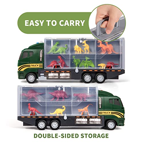39 in 1 Dinosaur Toys for Kids 3-5, Toddler Toys Transport Vehicle Carrier Truck with Lights, Music and Sounds, Dino Car Set w/ Dinosaur Eggs & Activity Play Mat, Gift for Boys Age 4 6 7 8 9 Year Old from TEMI