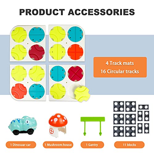 BOMPOW New Version Toddler Track Car Toys Maze Car Vehicles Play Set with Dinosaur Cars Kids Toys Present by BOMPOW