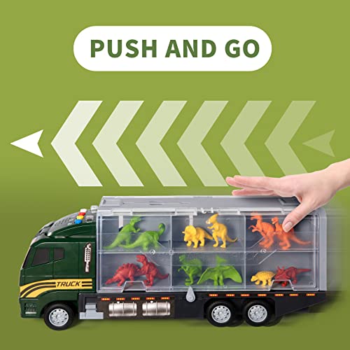39 in 1 Dinosaur Toys for Kids 3-5, Toddler Toys Transport Vehicle Carrier Truck with Lights, Music and Sounds, Dino Car Set w/ Dinosaur Eggs & Activity Play Mat, Gift for Boys Age 4 6 7 8 9 Year Old from TEMI