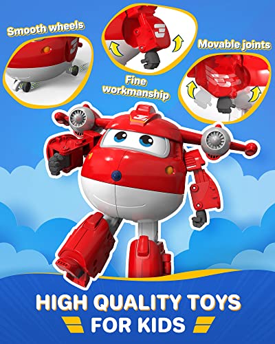 Super Wings 5" Transforming Supercharged Jett Airplane Toys, Action Figure, Airplane to Robot, Season 4 Transformer Toys, Gifts for 3+ Year Old Kids, Toys Plane Vehicle for Preschool Kids Play from Auldey