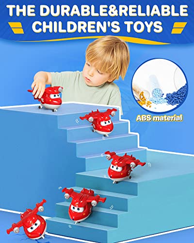 Super Wings 5" Transforming Supercharged Jett Airplane Toys, Action Figure, Airplane to Robot, Season 4 Transformer Toys, Gifts for 3+ Year Old Kids, Toys Plane Vehicle for Preschool Kids Play from Auldey