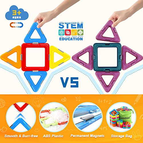 Magnetic Tiles Building Blocks Kids Toys for 3+ Years Old Boys Girls - Fun Magnetic Blocks Offer Endless Play & Educational Value - STEM Preschool Montessori Toys Christmas Birthday Gifts for Toddlers by Coodoo