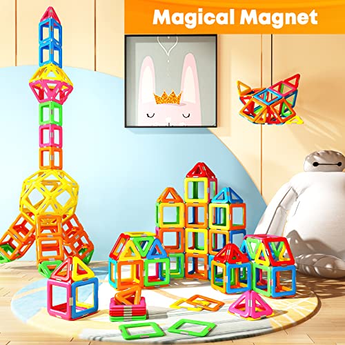 Magnetic Tiles Building Blocks Kids Toys for 3+ Years Old Boys Girls - Fun Magnetic Blocks Offer Endless Play & Educational Value - STEM Preschool Montessori Toys Christmas Birthday Gifts for Toddlers by Coodoo