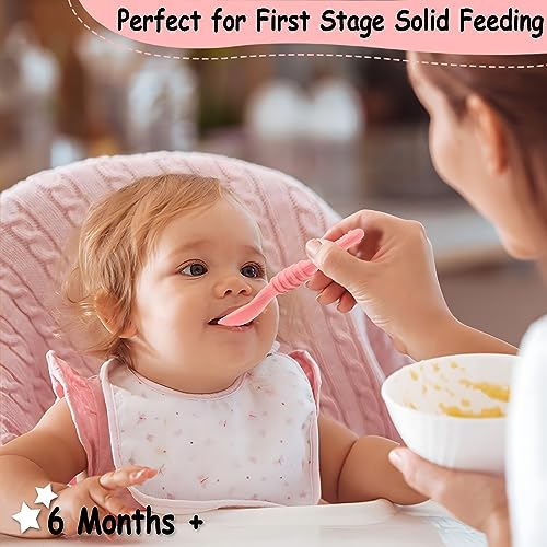 Baby Spoons Self Feeding 6 Months - 7 Pack Silicone First Stage Infant Training Spoons, Baby Led Weaning Untensils for Toddlers, BPA-Free Rainbow Chewable Teething Spoons for Kids - Dishwasher Safe from Tameler