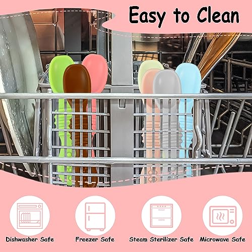 Baby Spoons Self Feeding 6 Months - 7 Pack Silicone First Stage Infant Training Spoons, Baby Led Weaning Untensils for Toddlers, BPA-Free Rainbow Chewable Teething Spoons for Kids - Dishwasher Safe from Tameler