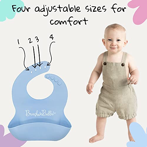 BrushinBella Baby Feeding Supplies - Complete Baby Feeding Set with Baby Plate, Baby Spoons First Stage, Silicone Bib and Snack Cup - Infant Eating Utensils and Baby Bowl with Suction from BrushinBella