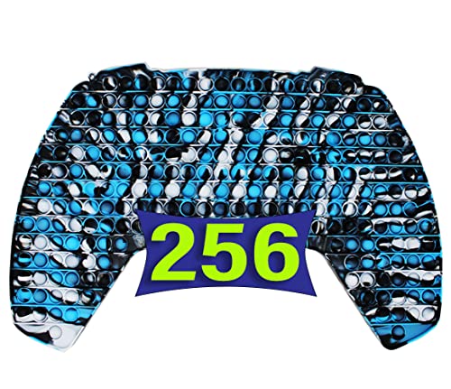 KINIA Jumbo 256 Bubbles Pop it Giant Fidget Toys Controller Sensory Fidgets Toy â Patent Pending - Tie Dye Silicone Push Bubble Stress Relief Novelty Toy (256 Pop It, Controller Black Blue White) from KINIA