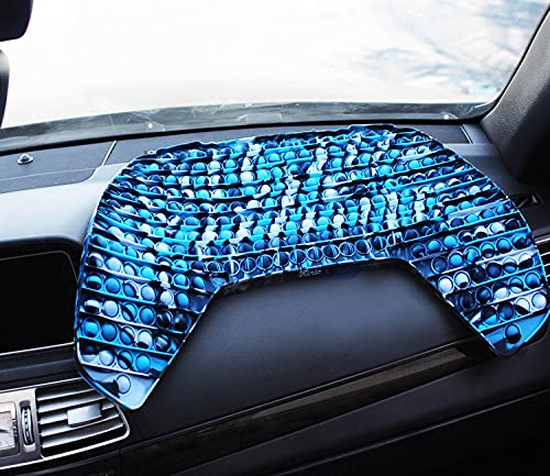 KINIA Jumbo 256 Bubbles Pop it Giant Fidget Toys Controller Sensory Fidgets Toy â Patent Pending - Tie Dye Silicone Push Bubble Stress Relief Novelty Toy (256 Pop It, Controller Black Blue White) from KINIA