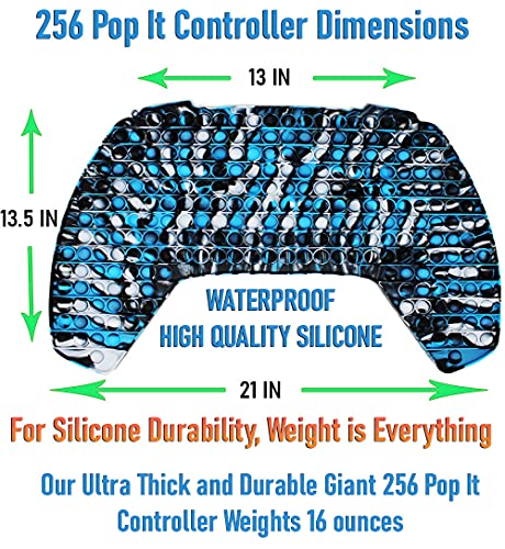 KINIA Jumbo 256 Bubbles Pop it Giant Fidget Toys Controller Sensory Fidgets Toy â Patent Pending - Tie Dye Silicone Push Bubble Stress Relief Novelty Toy (256 Pop It, Controller Black Blue White) from KINIA