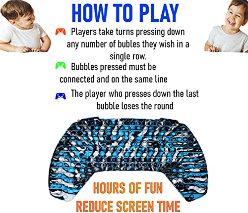 KINIA Jumbo 256 Bubbles Pop it Giant Fidget Toys Controller Sensory Fidgets Toy â Patent Pending - Tie Dye Silicone Push Bubble Stress Relief Novelty Toy (256 Pop It, Controller Black Blue White) from KINIA