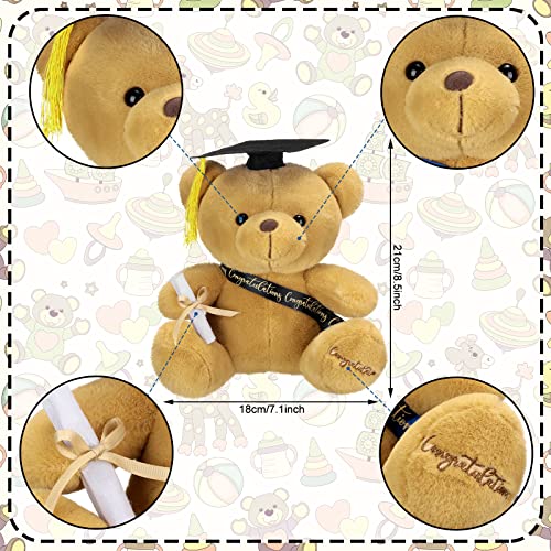 Chuangdi 12 Pcs 10 Inch Bulk Graduation Bears Graduation Plush Stuffed Animal Class of 2023 Graduation Stuffed Bear with Diploma Cap Congratulation Sash for Her Him Graduation Gift (Black) from Chuangdi
