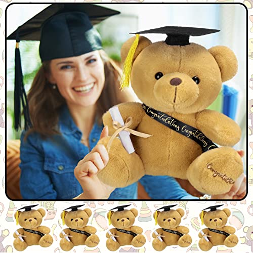 Chuangdi 12 Pcs 10 Inch Bulk Graduation Bears Graduation Plush Stuffed Animal Class of 2023 Graduation Stuffed Bear with Diploma Cap Congratulation Sash for Her Him Graduation Gift (Black) from Chuangdi