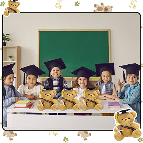 Chuangdi 12 Pcs 10 Inch Bulk Graduation Bears Graduation Plush Stuffed Animal Class of 2023 Graduation Stuffed Bear with Diploma Cap Congratulation Sash for Her Him Graduation Gift (Black) from Chuangdi