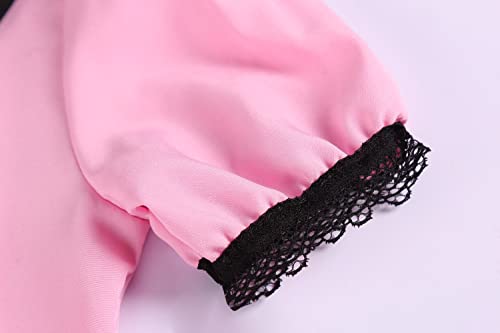 Nuehoryu 50s Costumes for Girls 50s Poodle Cutie Costume with Polka-Dot Printed Scarf (Pink, 6-8 Years) by 