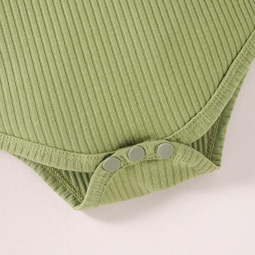 Baby Girl Clothes Infant Summer Outfit Set Ruffle Sleeve Romper Floral Pants 3PCS Bodysuit +Shorts +Headband(Green, 12-18 Months) by 