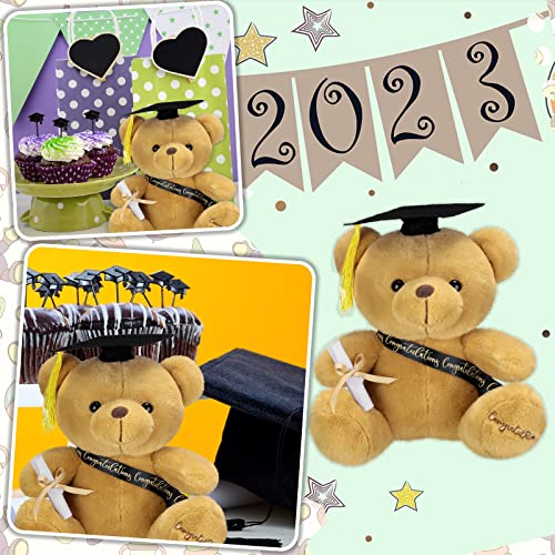 Chuangdi 12 Pcs 10 Inch Bulk Graduation Bears Graduation Plush Stuffed Animal Class of 2023 Graduation Stuffed Bear with Diploma Cap Congratulation Sash for Her Him Graduation Gift (Black) from Chuangdi