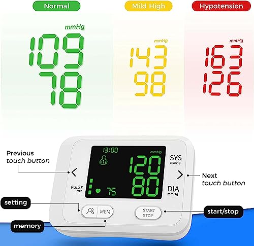 Wrist Blood Pressure Monitor Dual User 99 Memory Readings Adjustable Cuff Automatic Blood Pressure Machine with Large Backlit LCD Display Storage Bag for Home Use from NOUYAN