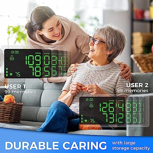 Wrist Blood Pressure Monitor Dual User 99 Memory Readings Adjustable Cuff Automatic Blood Pressure Machine with Large Backlit LCD Display Storage Bag for Home Use from NOUYAN