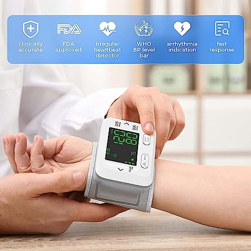 Wrist Blood Pressure Monitor Dual User 99 Memory Readings Adjustable Cuff Automatic Blood Pressure Machine with Large Backlit LCD Display Storage Bag for Home Use from NOUYAN