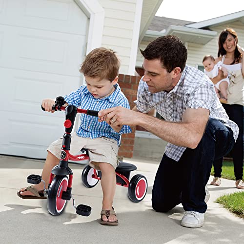 JMMD Toddler Tricycles Age 18 Months-5, Foldable Kids Trike with Removable Storage Basket, Kids Bike Gift for Boys and Girls, Red from JMMD