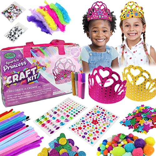 Craft Kit for Girls + 2 Princess Crowns to Decorate, Arts and Crafts for Girls Ages 6-8, Girls Crafts for Kids Ages 8-12, Girls Toys 4 5 7 Year Old Girl Gifts Birthday 9 10 11 Kids Craft Supplies Set from Carl & Kay Supply Co.