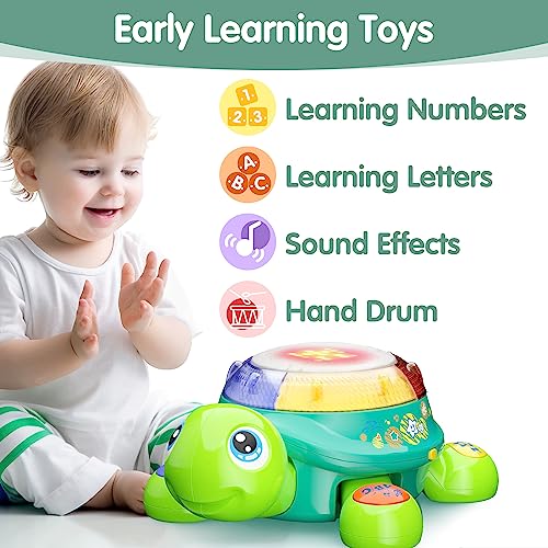 iPlay, iLearn Baby Musical Turtle Toy, Spanish English Bilingual Learning, Toddler Crawling Toys W/ Light & Sound, Infant Development Educational Birthday Gifts 6 7 8 9 10 12 Month 1 Year Old Boy Girl from iPlay, iLearn