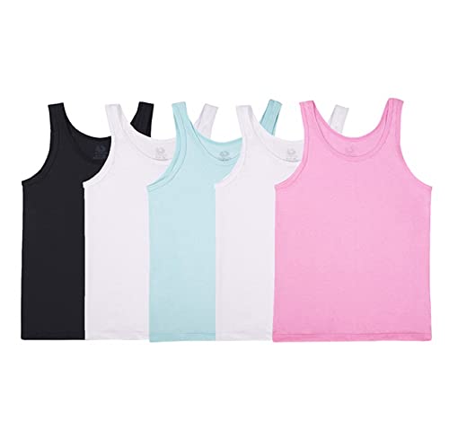 Fruit of the Loom Girls' Big Cotton Undershirts, 5 Pack - Tank - Assorted Colors, Small from Fruit of the Loom