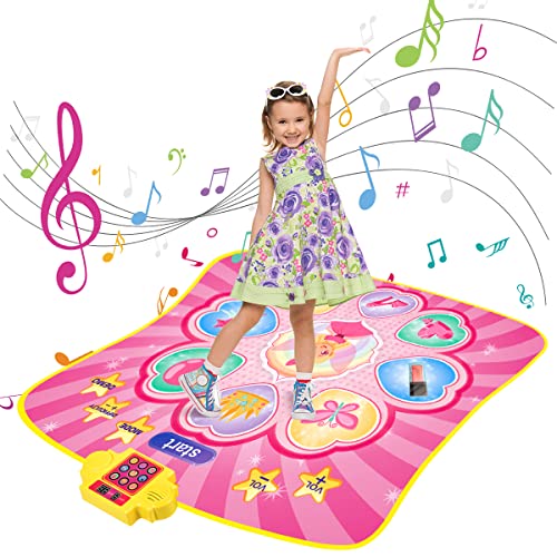 Dance Mat-Dance Game Toys Gift for Girls Boys 3-12 Year Old-Electronic Dance Play Mat With 8 Challenge Levels,Built-in Music,Touch Sensitive LED Light Up-Christmas Birthday Gift Ideas for Kids from WWTuudsum