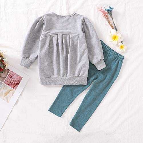 CM C&M WODRO Toddler Girls Clothes Winter Warm Long Sleeve Tops+Long Pants Set (Gray, 2-3 Years(100)) by 