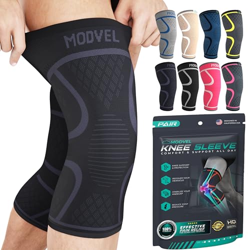 Modvel 2 Pack Knee Brace Compression Sleeve for Men & Women | Knee Support for Running | Medical Grade Knee Pads for Meniscus Tear, ACL, Arthritis, Joint Pain Relief. (S) from Modvel