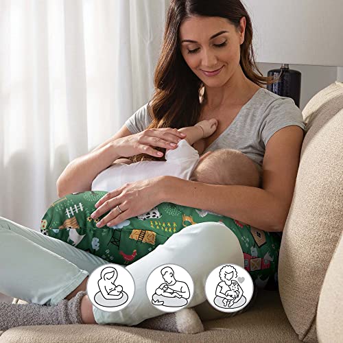 Boppy Original Nursing Support, FKA Boppy Nursing Pillow, Green Farm, Ergonomic Breastfeeding, Bottle Feeding, and Bonding, Firm Hypoallergenic Fiber Fill, Removable Cover, Machine Washable by Boppy