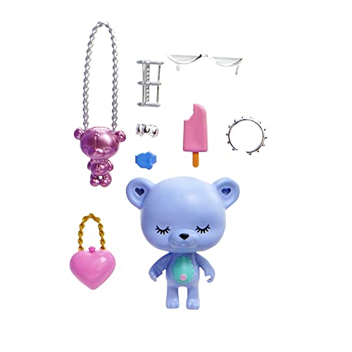 Barbie Extra Fancy Fashion Doll & Accessories Dressed in a Teddy-Print Gown with Sheer Train, Plus Teddy Bear Pet by Mattel