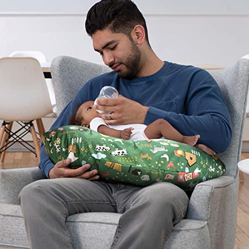 Boppy Original Nursing Support, FKA Boppy Nursing Pillow, Green Farm, Ergonomic Breastfeeding, Bottle Feeding, and Bonding, Firm Hypoallergenic Fiber Fill, Removable Cover, Machine Washable by Boppy