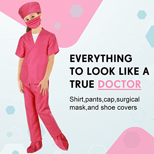 15 Pieces Doctor Costume Kit for Kids Pink Scrubs Role Play Costume Doctor Dentist Toys Kit for Boys Girls Above Age 6 Nurse Day Halloween Christmas Cosplay Accessories from Retisee