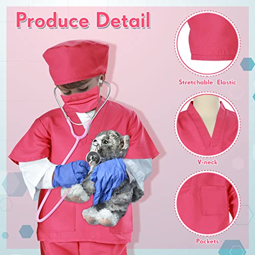 15 Pieces Doctor Costume Kit for Kids Pink Scrubs Role Play Costume Doctor Dentist Toys Kit for Boys Girls Above Age 6 Nurse Day Halloween Christmas Cosplay Accessories from Retisee