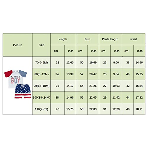 Lucikamy Baby Boy 4th of July Outfit Short Sleeve Letter Print T-Shirt + American Flag Shorts Set Fourth of July USA Clothes (B-White, 18-24 Months) by Lucikamy