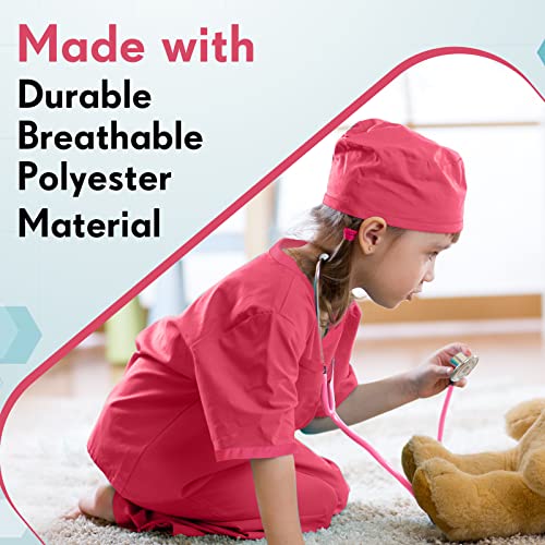 15 Pieces Doctor Costume Kit for Kids Pink Scrubs Role Play Costume Doctor Dentist Toys Kit for Boys Girls Above Age 6 Nurse Day Halloween Christmas Cosplay Accessories from Retisee