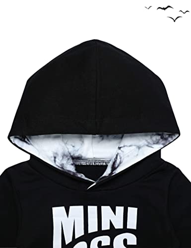 Newborn Boy Outfits 0-3-6 Months Baby Boy Clothes Black Winter Outfit MINI BOSS Hoodie Sweatshirt + Tie Dye Pants 2Pcs Set by 