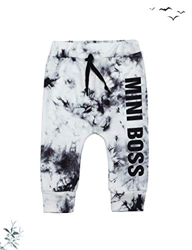 Newborn Boy Outfits 0-3-6 Months Baby Boy Clothes Black Winter Outfit MINI BOSS Hoodie Sweatshirt + Tie Dye Pants 2Pcs Set by 