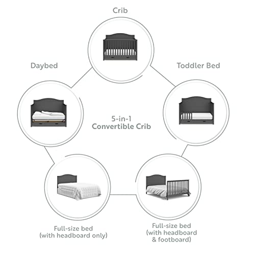 Storkcraft Moss 5-in-1 Convertible Crib with Drawer (Gray) â GREENGUARD Gold Certified, Crib with Drawer Combo, Includes Full-Size Nursery Storage Drawer, Converts to Toddler Bed and Full-Size Bed by AmazonUs/CANHW