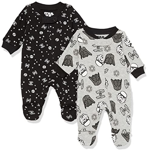 Amazon Essentials Disney | Marvel Baby Boys' Pajama Sets, Pack of 2, Black/Grey, Star Wars Tiny Trooper, 3 Months by Amazon Essentials