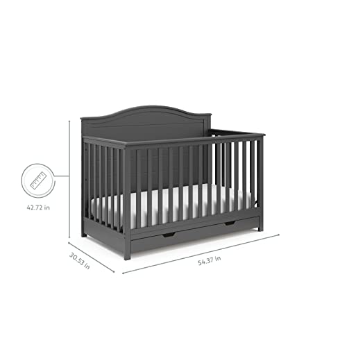 Storkcraft Moss 5-in-1 Convertible Crib with Drawer (Gray) â GREENGUARD Gold Certified, Crib with Drawer Combo, Includes Full-Size Nursery Storage Drawer, Converts to Toddler Bed and Full-Size Bed by AmazonUs/CANHW