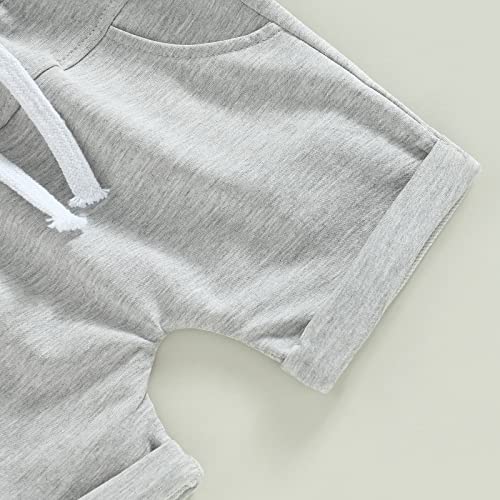 Toddler Baby Boy Bubs Summer Clothes Short Sleeve T-Shirt and Solid Shorts Outfit Cute Infant Clothing Set (Blue Bubs, 6-12 Months) by xiqaalombvt