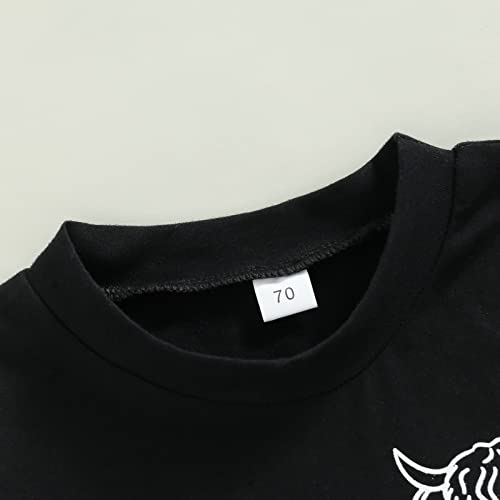 Toddler Baby Boy Clothes Cow Print Short Sleeve T-Shirt Top with Shorts Summer Outfit Set 2PCS Western Cowboy Outfits (Black, 2-3 Years) by allshope