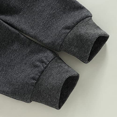 Toddler Baby Boy Clothes Set Solid Color Long Sleeve Crewneck Sweatshirt Top Casual Pants Set 2Pcs Fall Winter Outfits (Brown B, 6-12 Months) from Bagilaanoe
