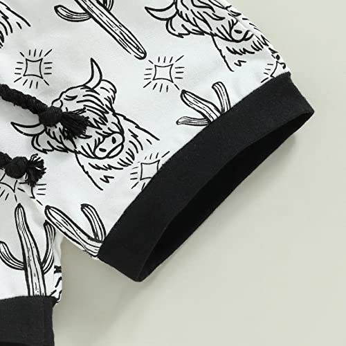 Toddler Baby Boy Clothes Cow Print Short Sleeve T-Shirt Top with Shorts Summer Outfit Set 2PCS Western Cowboy Outfits (Black, 2-3 Years) by allshope