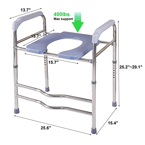 Raised Toilet Seat with Handles 400lbs, Bathroom Stand Alone Toilet Safety Frame for Elderly, Pregnant and Handicap, Adjustable Height, Fit Any Toilet by Deewow